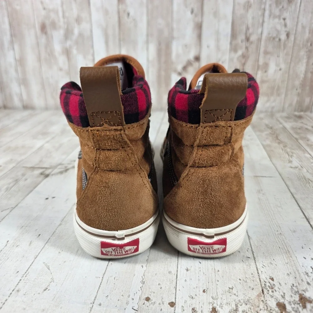 Vans‎ Sk8-Hi MTE Brown Suede Plaid Flannel High Top Sneakers Womens 7 Mens 5.5